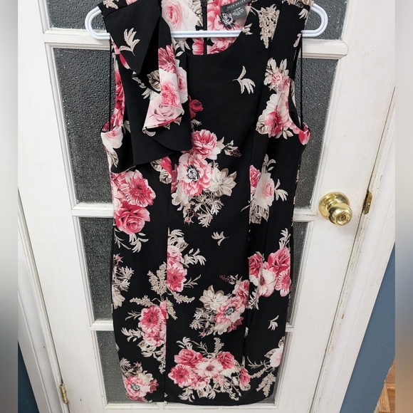 Black and Pink Sleeveless Sheath Midi Dress for Weddings - Picture 1 of 5
